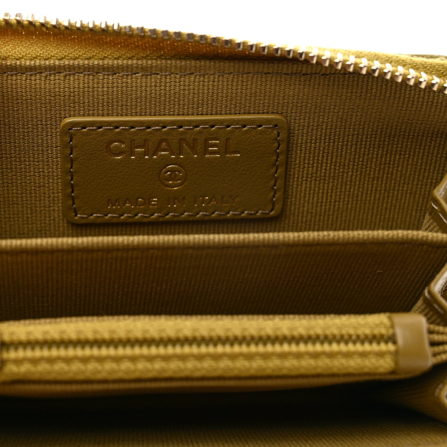 Lambskin Quilted 19 Zip Around Coin Purse Wallet Green