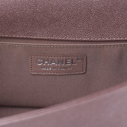 Chanel Metallic Caviar Chevron Quilted Medium Boy Flap Dark Pink 6 of 11