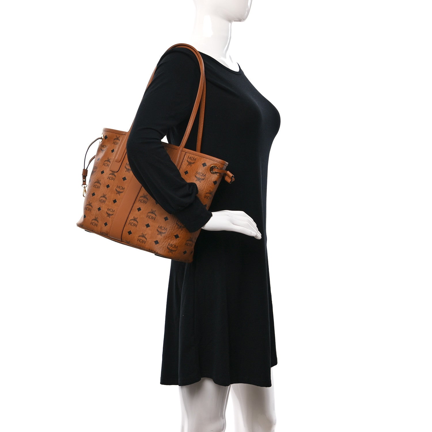 MCM Visetos Small Liz Reversible Shopper Tote Cognac 2 of 13