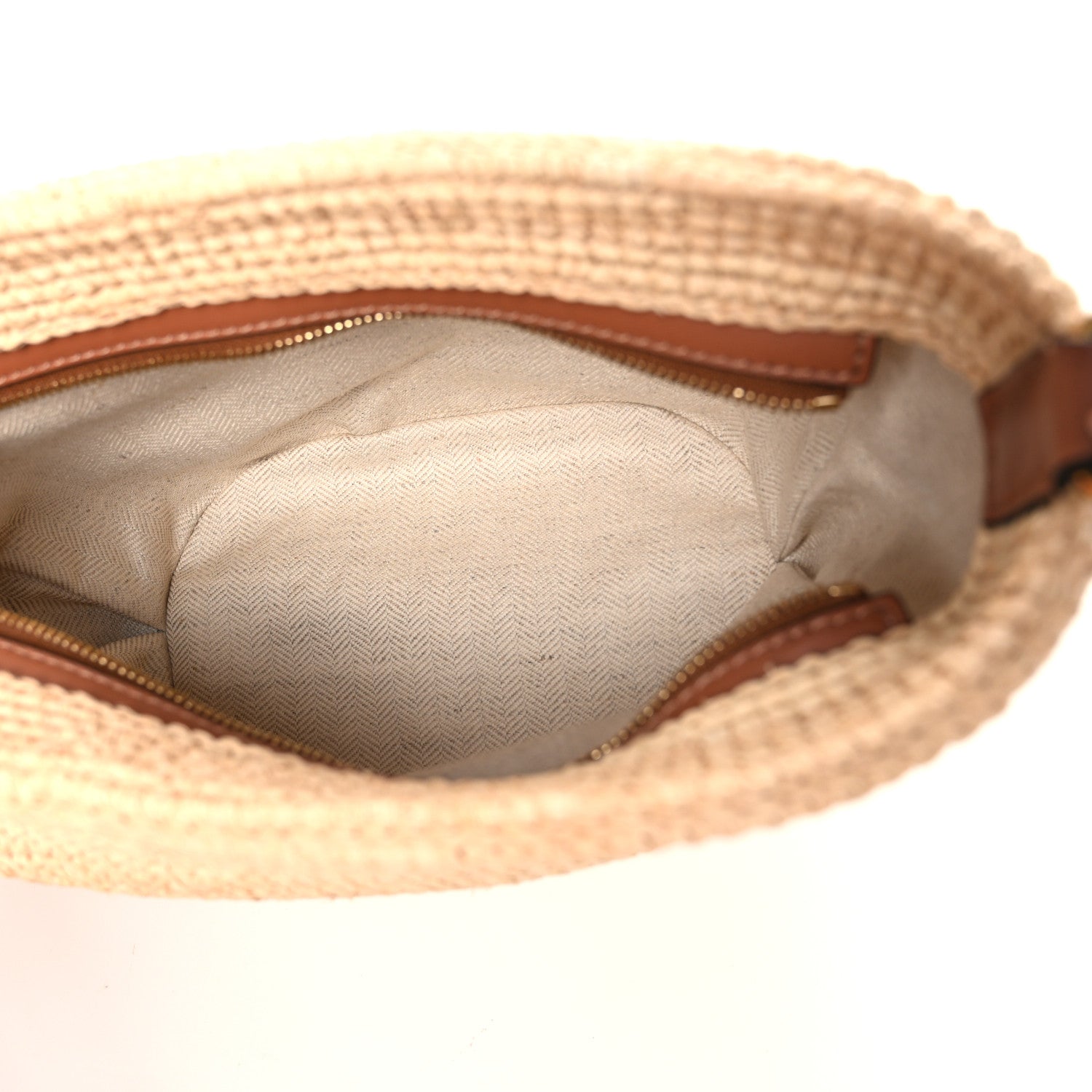 Loewe Calfskin Raffia Paulas Ibiza Pochette Bag Natural Tan 5 of 10