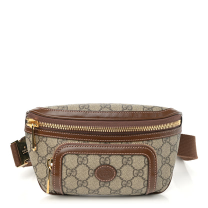 Gucci GG Supreme Monogram Textured Calfskin Retro Interlocking G Belt Bag Beige Ebony Brown Sugar 1 of 9