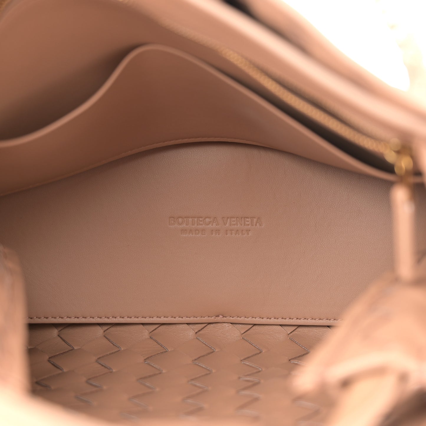 Nappa Intrecciato Small Andiamo Shoulder Bag Biscuit