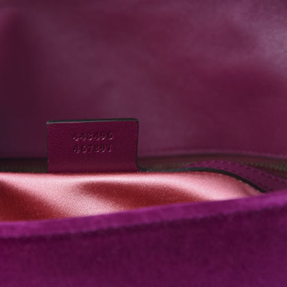 Gucci Velvet Matelasse Loved Embroidered Medium GG Marmont Shoulder Bag Fuchsia Violet Cyclamen 7 of 12