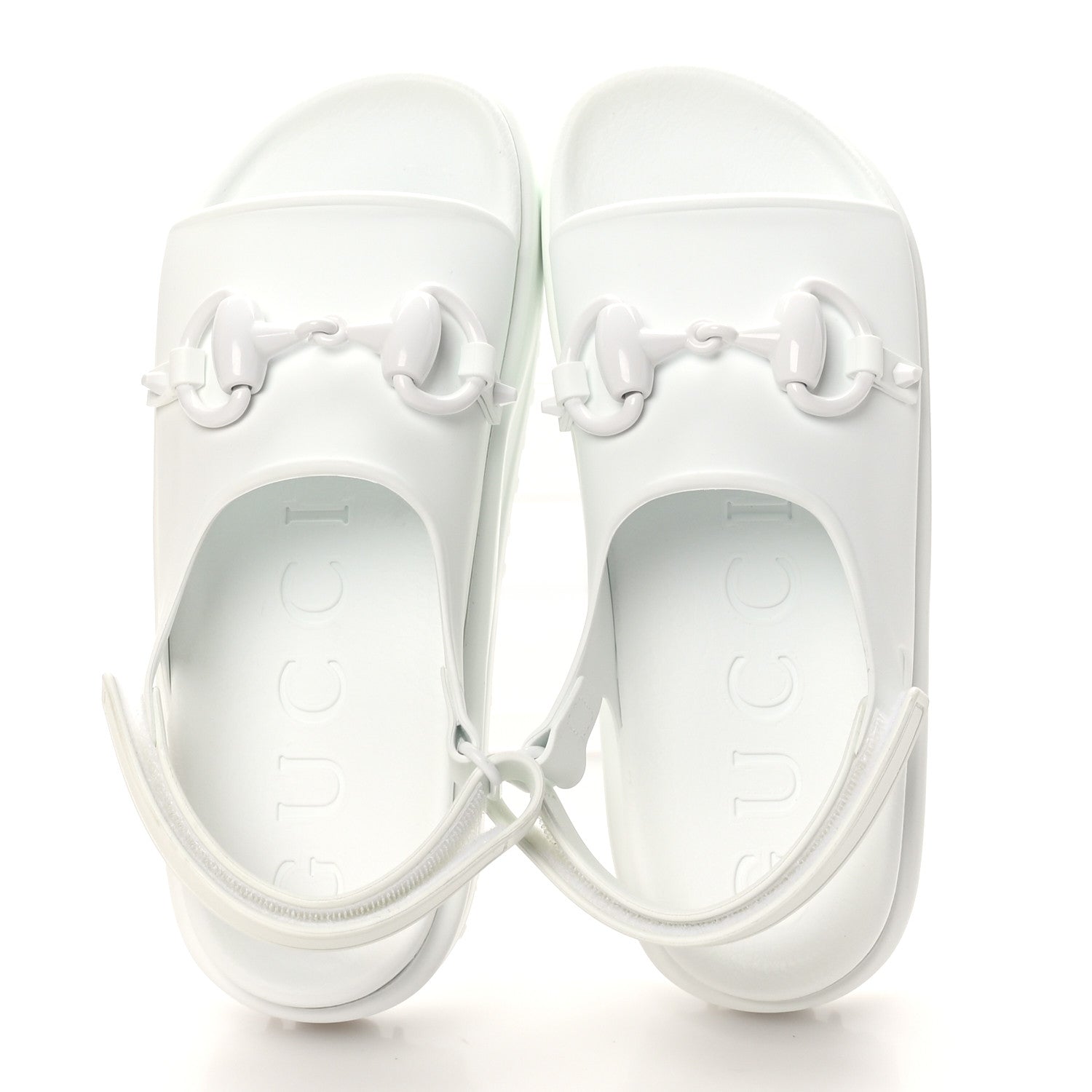 Gucci Soft Rubber Horsebit Touch Womens Strapped Sandals 37 Great White 2 of 8