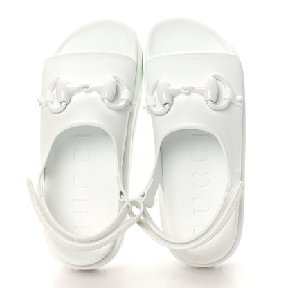 Gucci Soft Rubber Horsebit Touch Womens Strapped Sandals 37 Great White 2 of 8