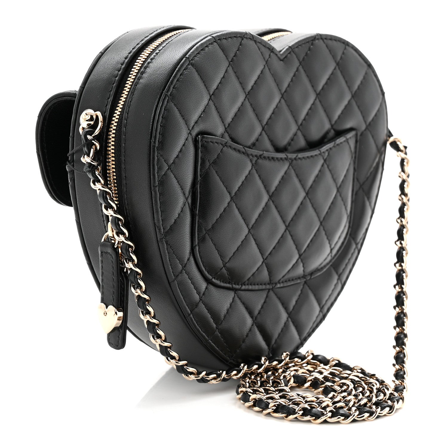 Chanel Lambskin Quilted Large CC In Love Heart Bag Black 3 of 10