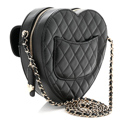 Chanel Lambskin Quilted Large CC In Love Heart Bag Black 3 of 10