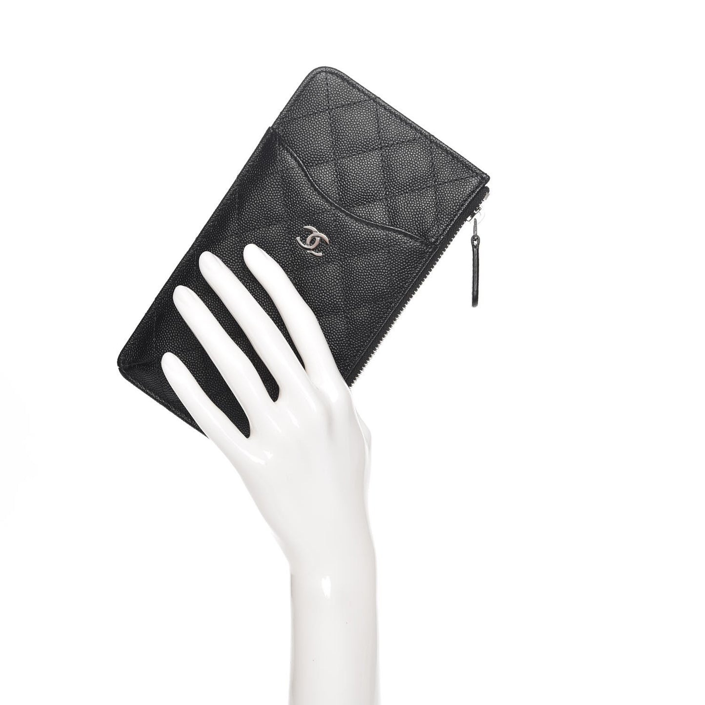 Caviar Quilted Classic Flat Wallet Pouch Black