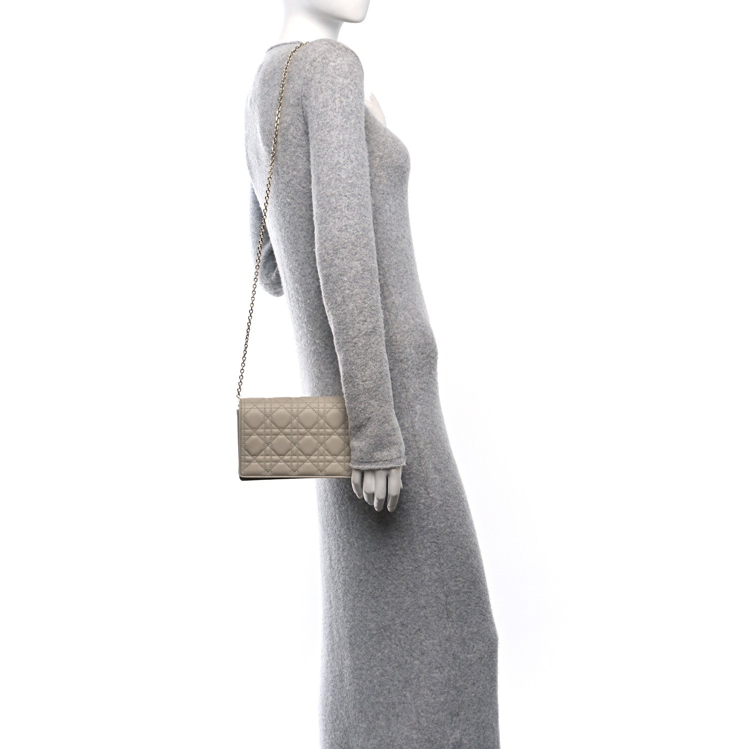Christian Dior Lambskin Cannage Lady Dior Chain Wallet Corda 2 of 11