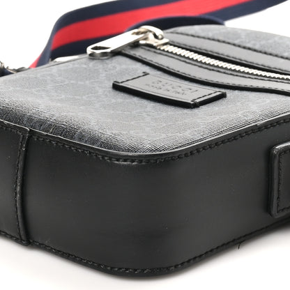 Gucci GG Supreme Monogram Appia Calfskin Web Small Camera Messenger Bag Black Grey 10 of 12