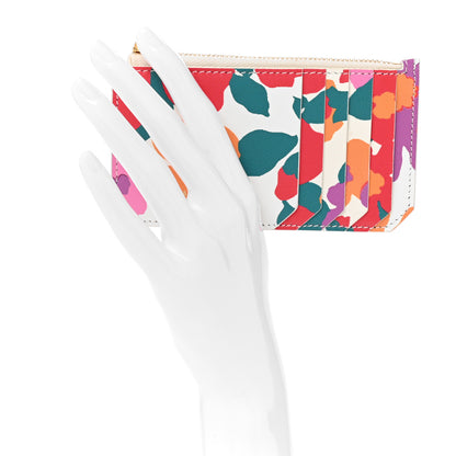 Saint Laurent Calfskin Floral Print Monogram 5 Fragments Zip Pouch Card Holder Multicolor 2 of 7