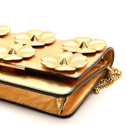 Fendi Vitello Catalan Mirror Flowerland Tube Wallet On Chain Gold 11 of 11