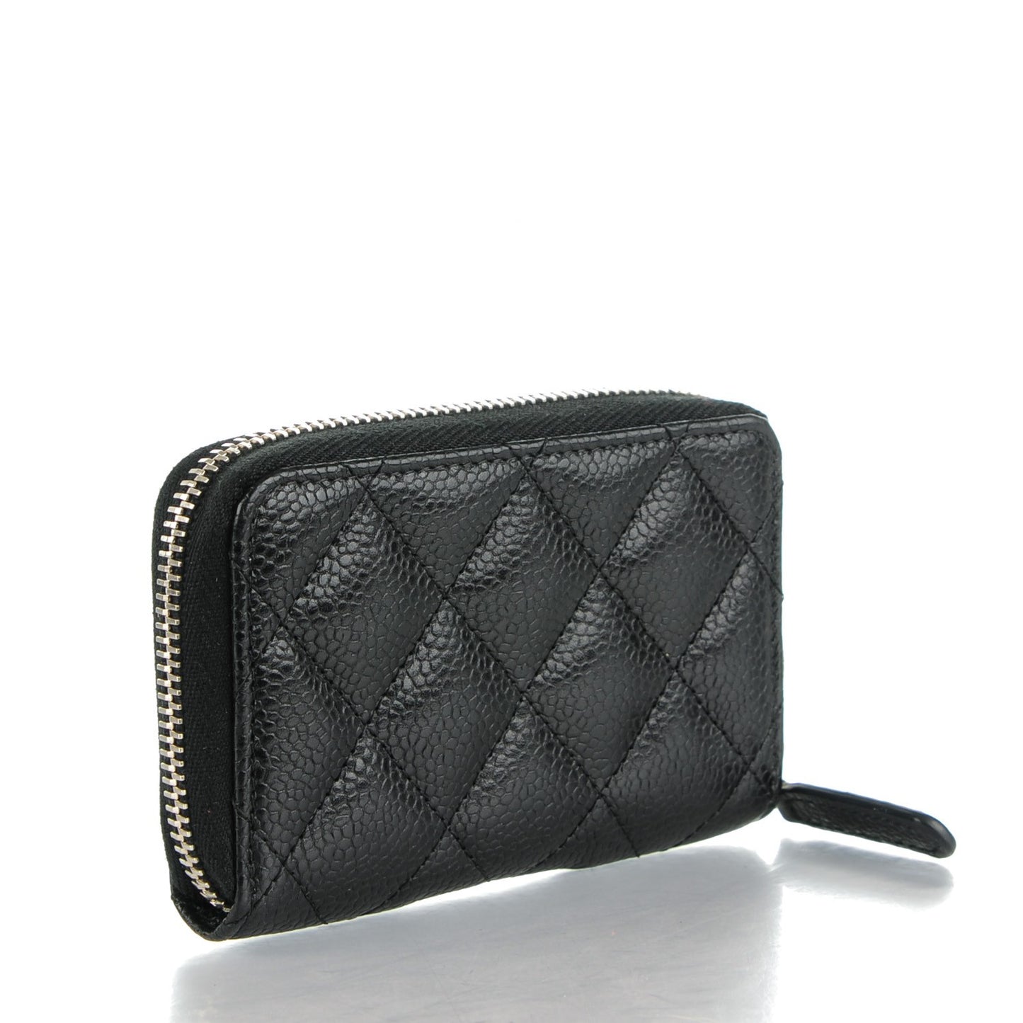Caviar Quilted Zip Coin Purse Black