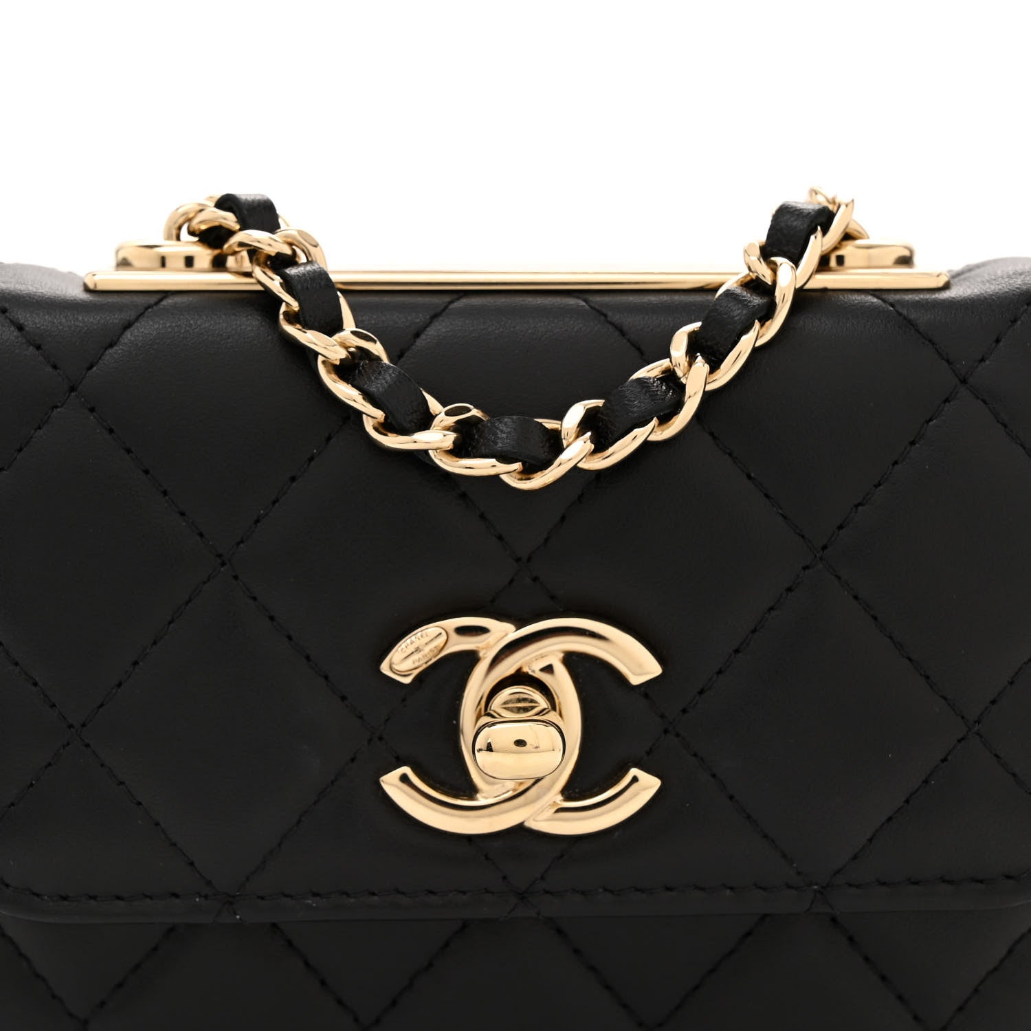Chanel Lambskin Quilted Trendy CC Card Holder On Chain Black 9 of 11