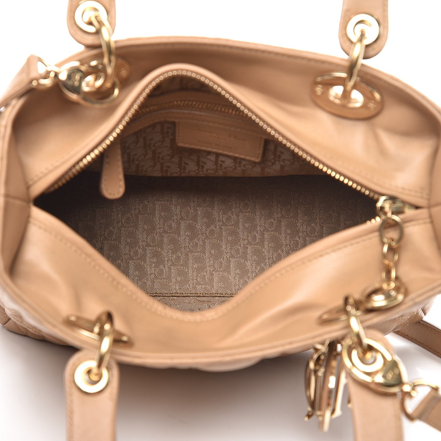 Lambskin Cannage Medium Lady Dior Beige