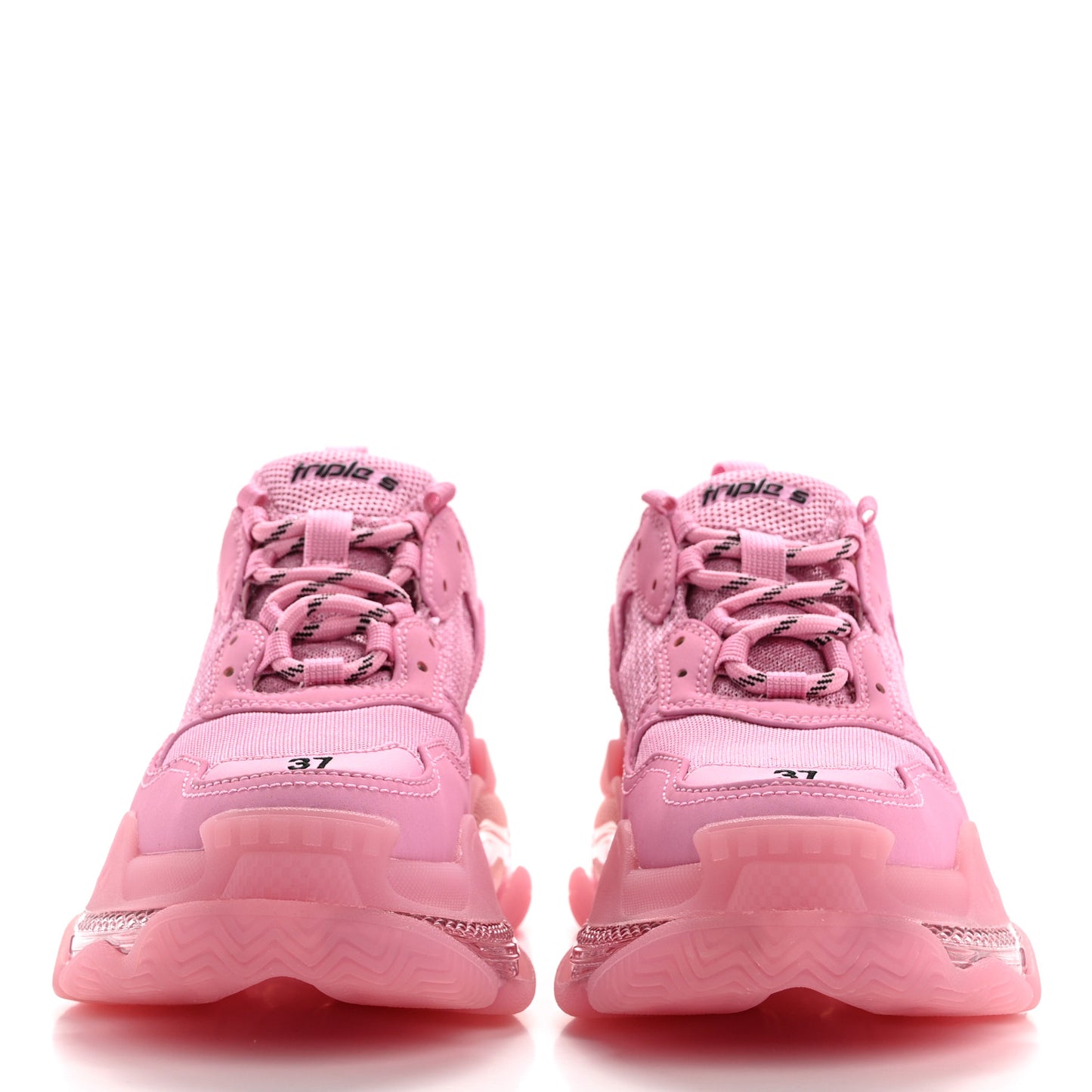 Fabric Mesh Clear Sole Womens Triple S Sneakers 37 Pink