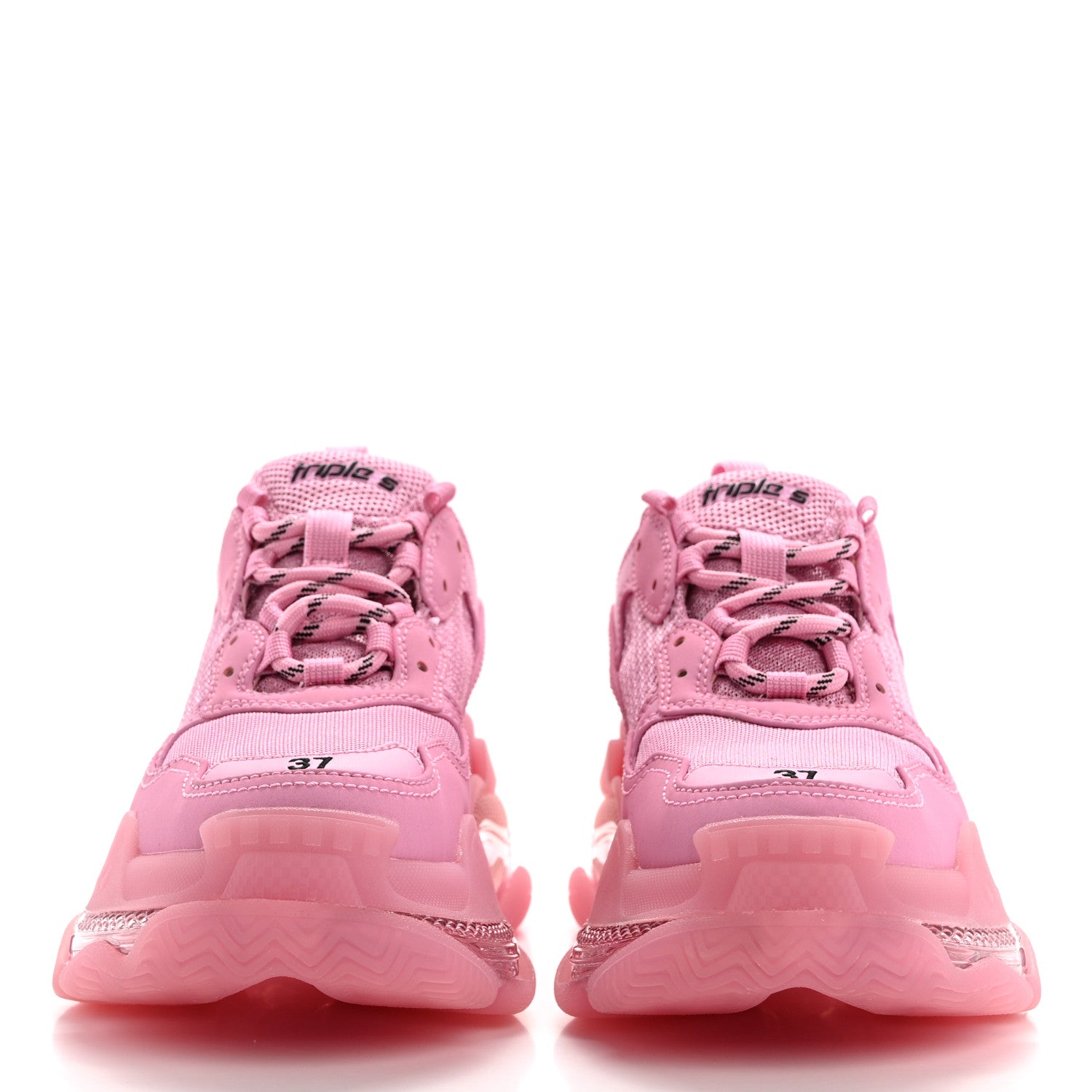 Balenciaga Fabric Mesh Clear Sole Womens Triple S Sneakers 37 Pink 2 of 10