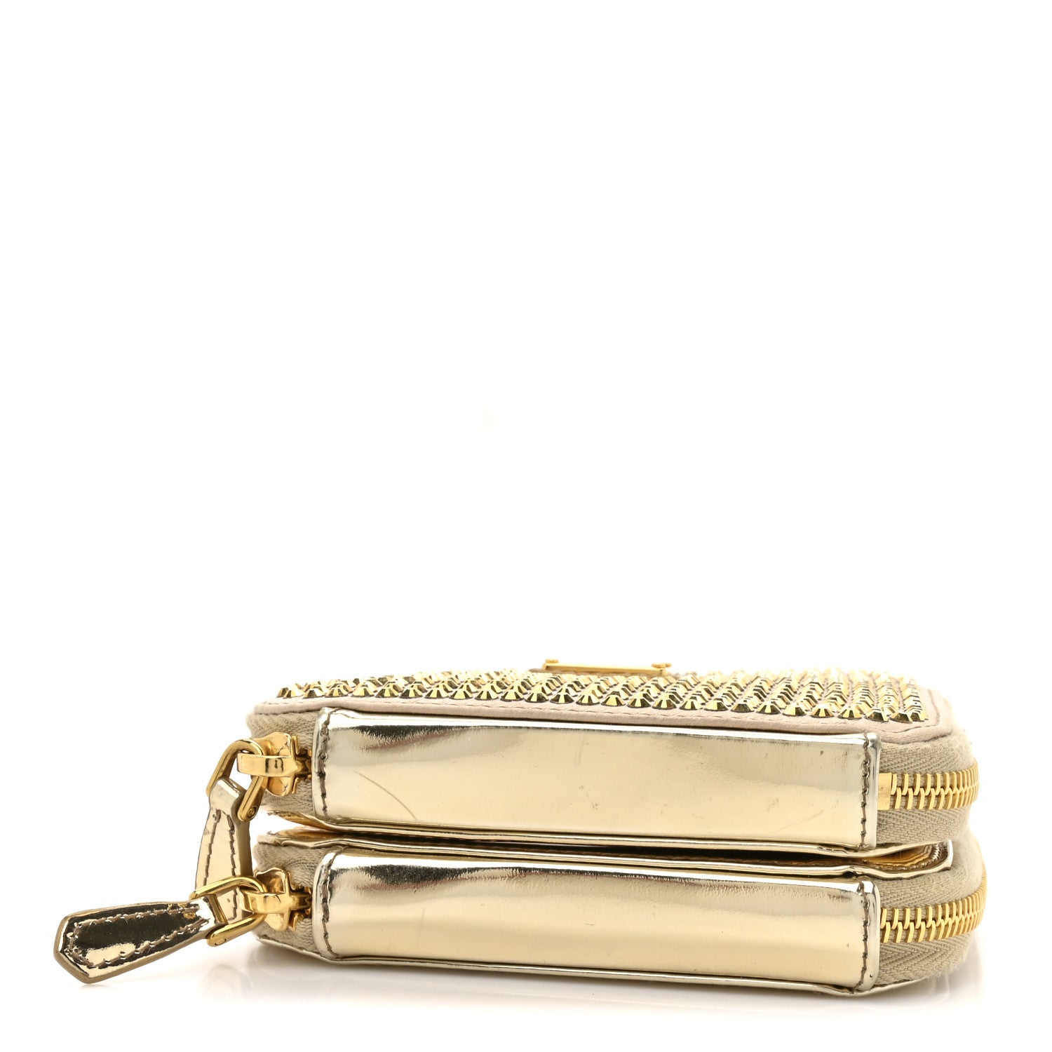 Prada Satin Crystal Mini Triangle Crossbody Pouch Platino 4 of 10