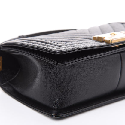 Chanel Caviar Chevron Quilted Medium Boy Flap Black 8 of 9