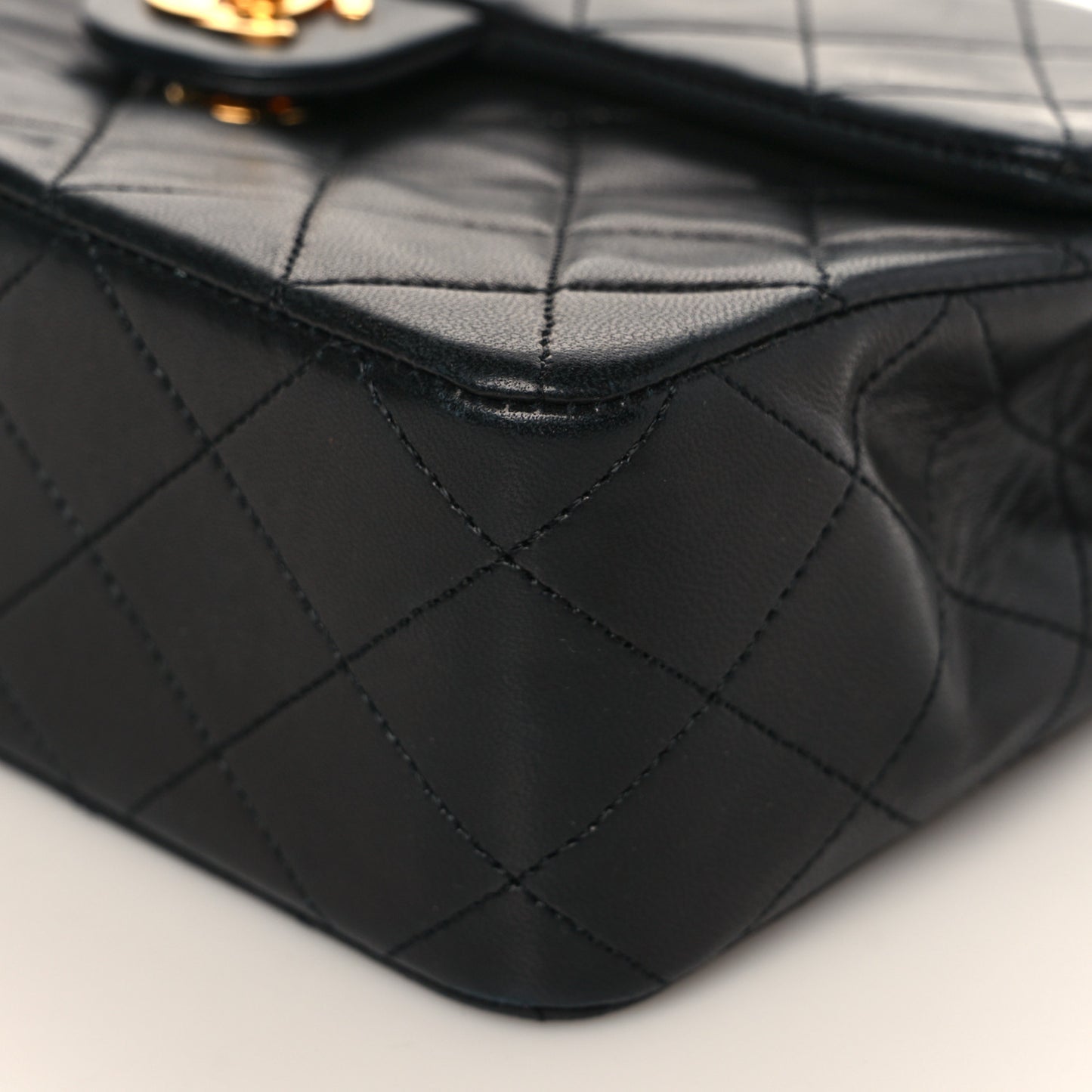 Lambskin Quilted Mini Square Flap Bag Black