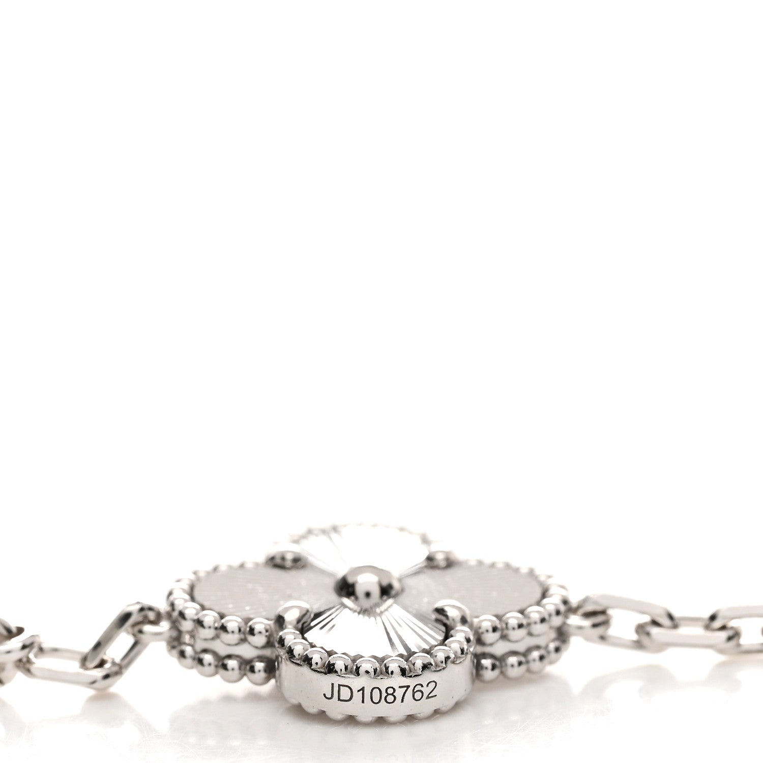 Van Cleef & Arpels 18K White Gold 5 Motifs Guilloche Vintage Alhambra Bracelet 3 of 5