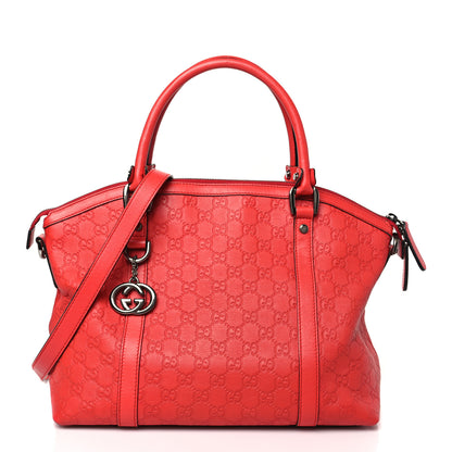 Gucci Guccissima Medium GG Charm Dome Satchel Red 1 of 10