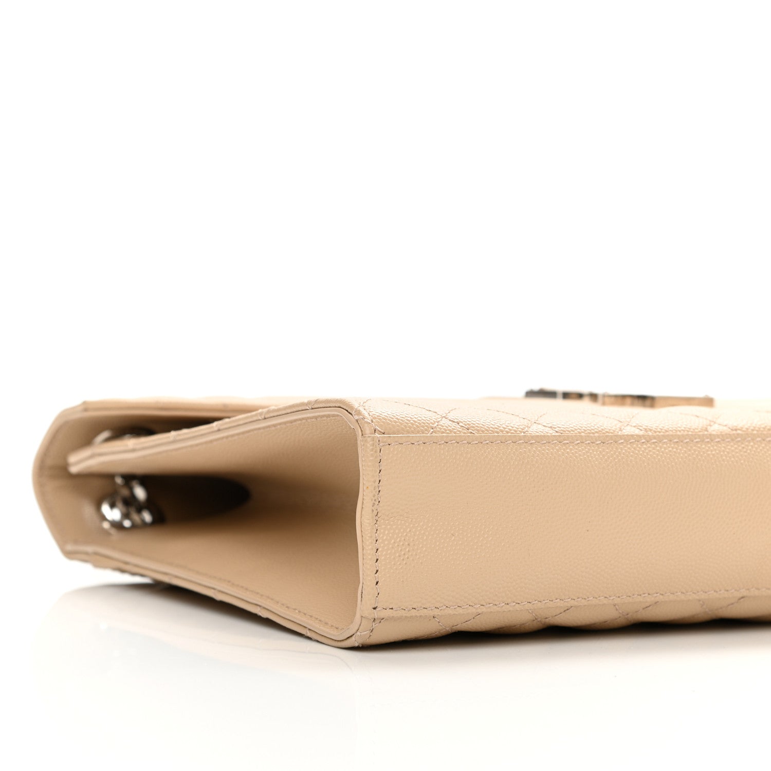 Saint Laurent Grain De Poudre Matelasse Chevron Large Monogram Satchel Nude Powder 10 of 11