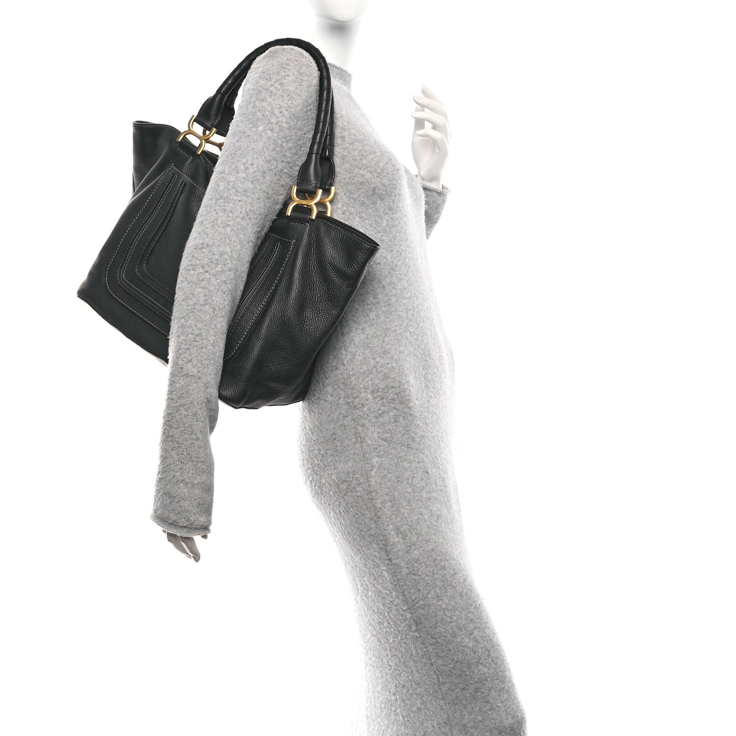 Calfskin Large New Marcie Tote Black