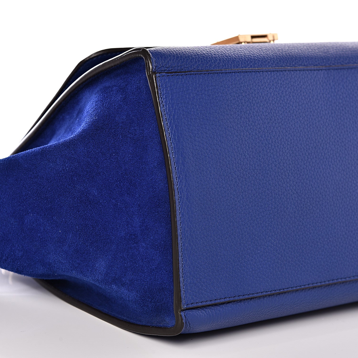Celine Drummed Calfskin Suede Small Trapeze Indigo 6 of 10