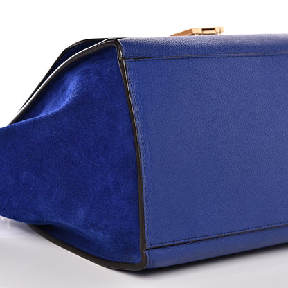 Celine Drummed Calfskin Suede Small Trapeze Indigo 6 of 10