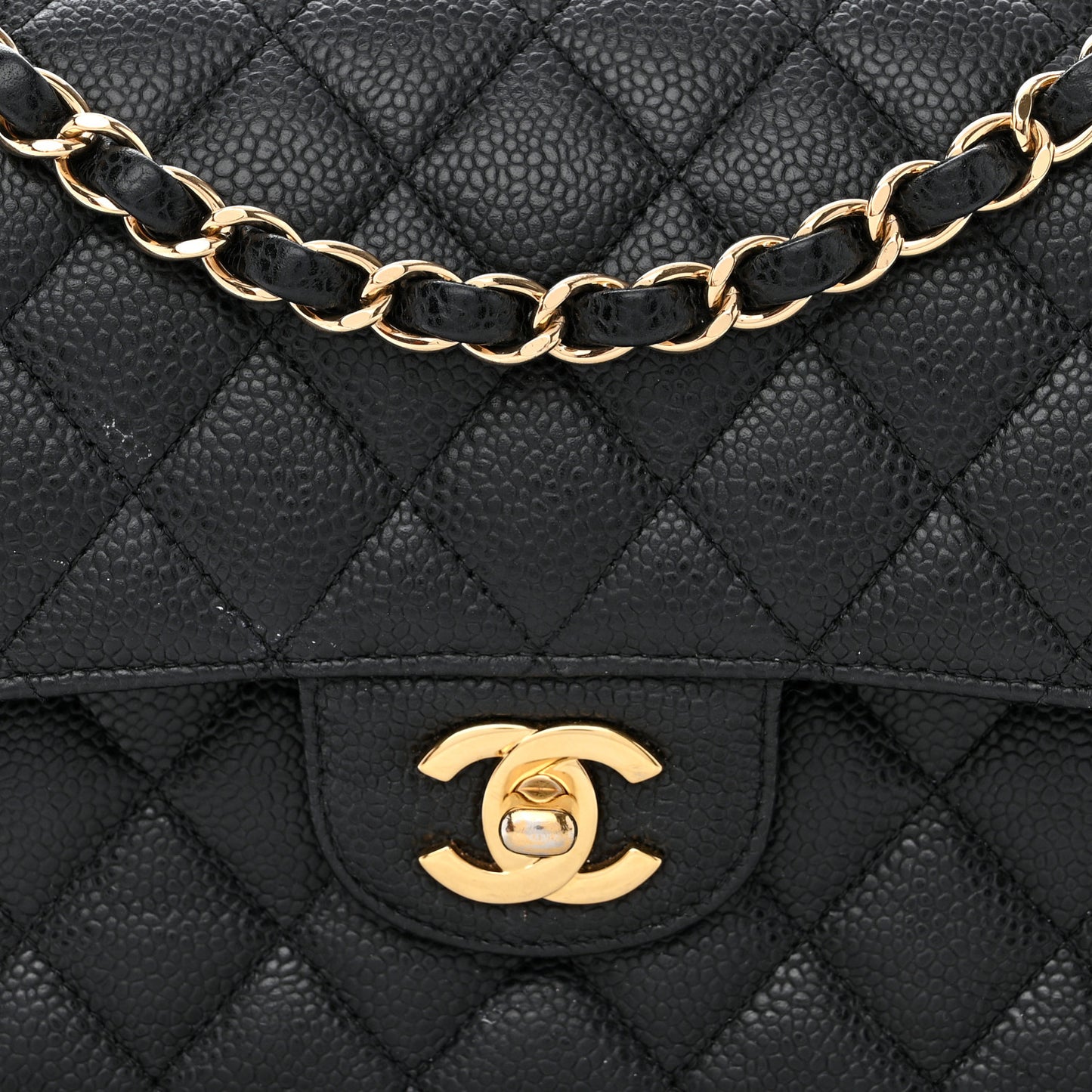 Caviar Quilted Small Double Flap Black