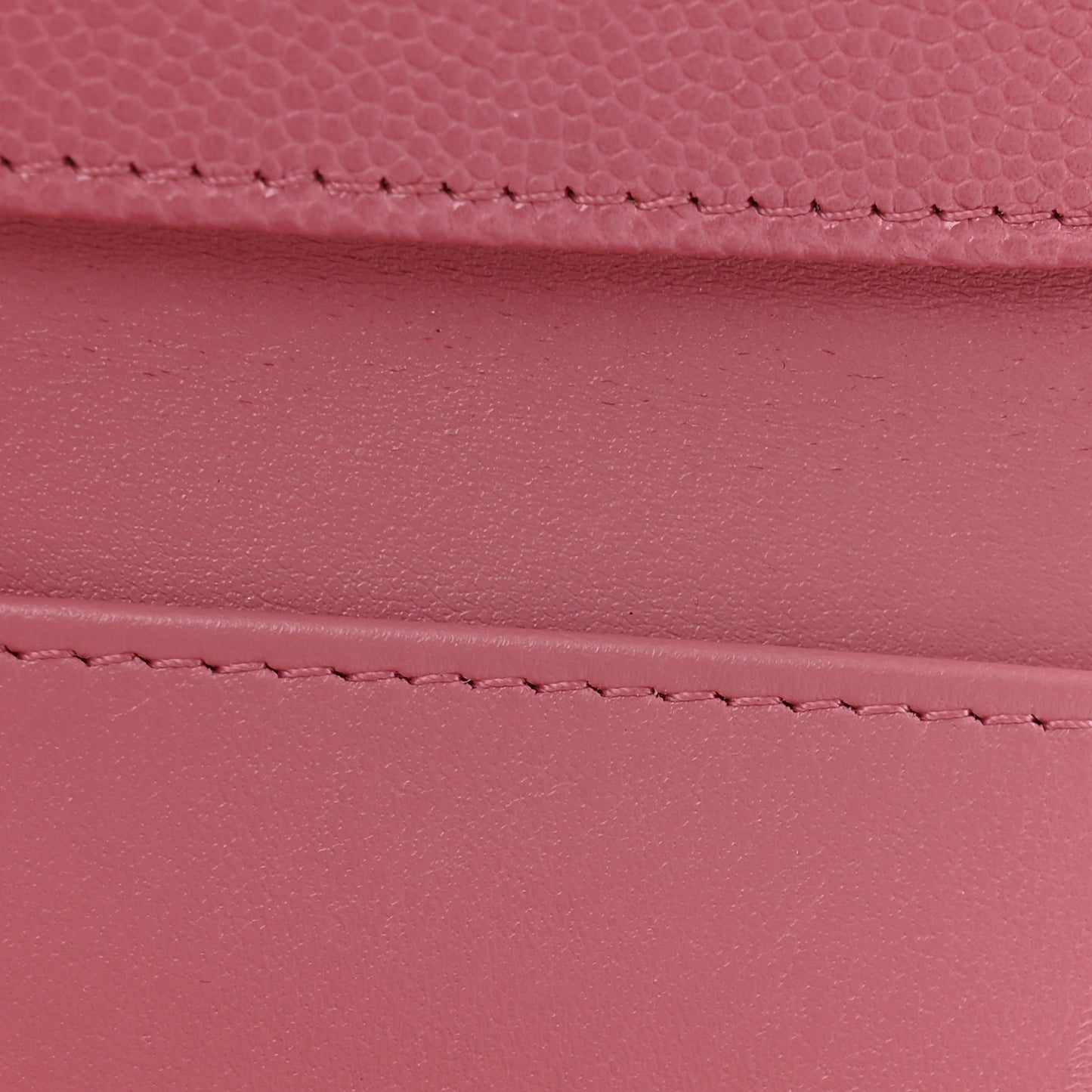 Caviar Quilted Textured CC Small Tri-Fold Flap Wallet Pink