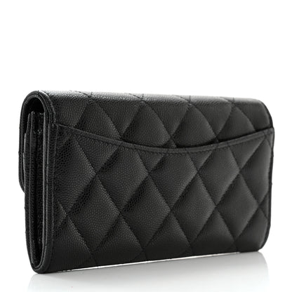 Chanel Caviar Quilted Medium Gusset Flap Wallet Black 3 of 11