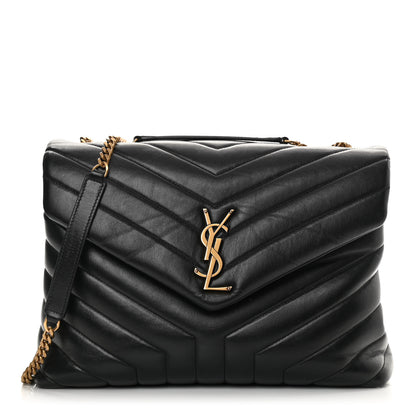 Saint Laurent Calfskin Y Quilted Monogram Medium Loulou Chain Satchel Black 1 of 14