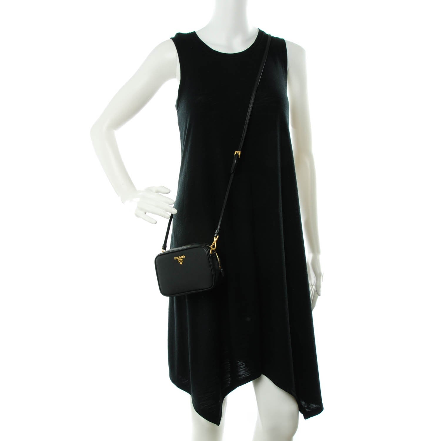 Prada Saffiano Mini Camera Crossbody Bag Nero Black 2 of 8