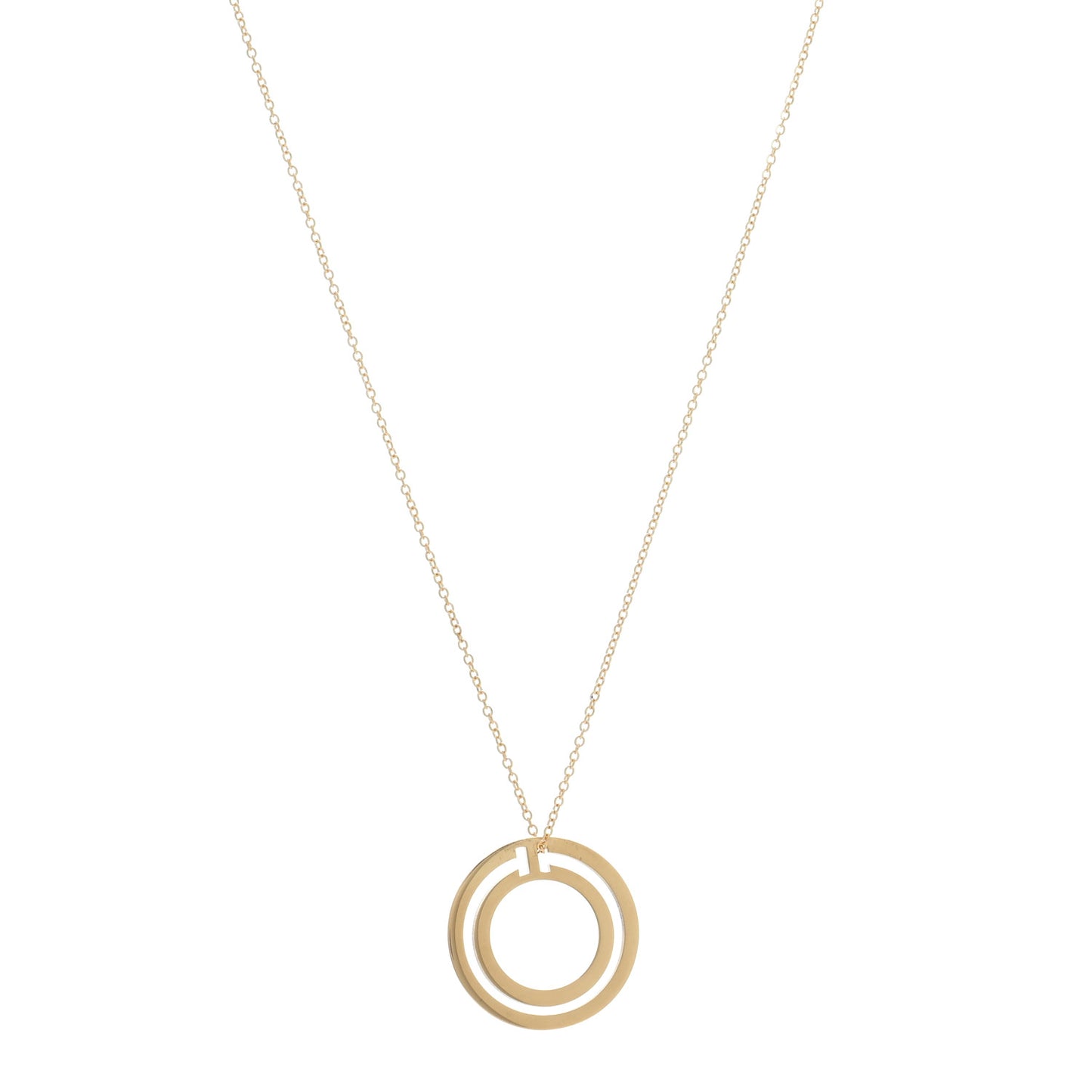 18K Yellow Gold T Circle Pendant Necklace