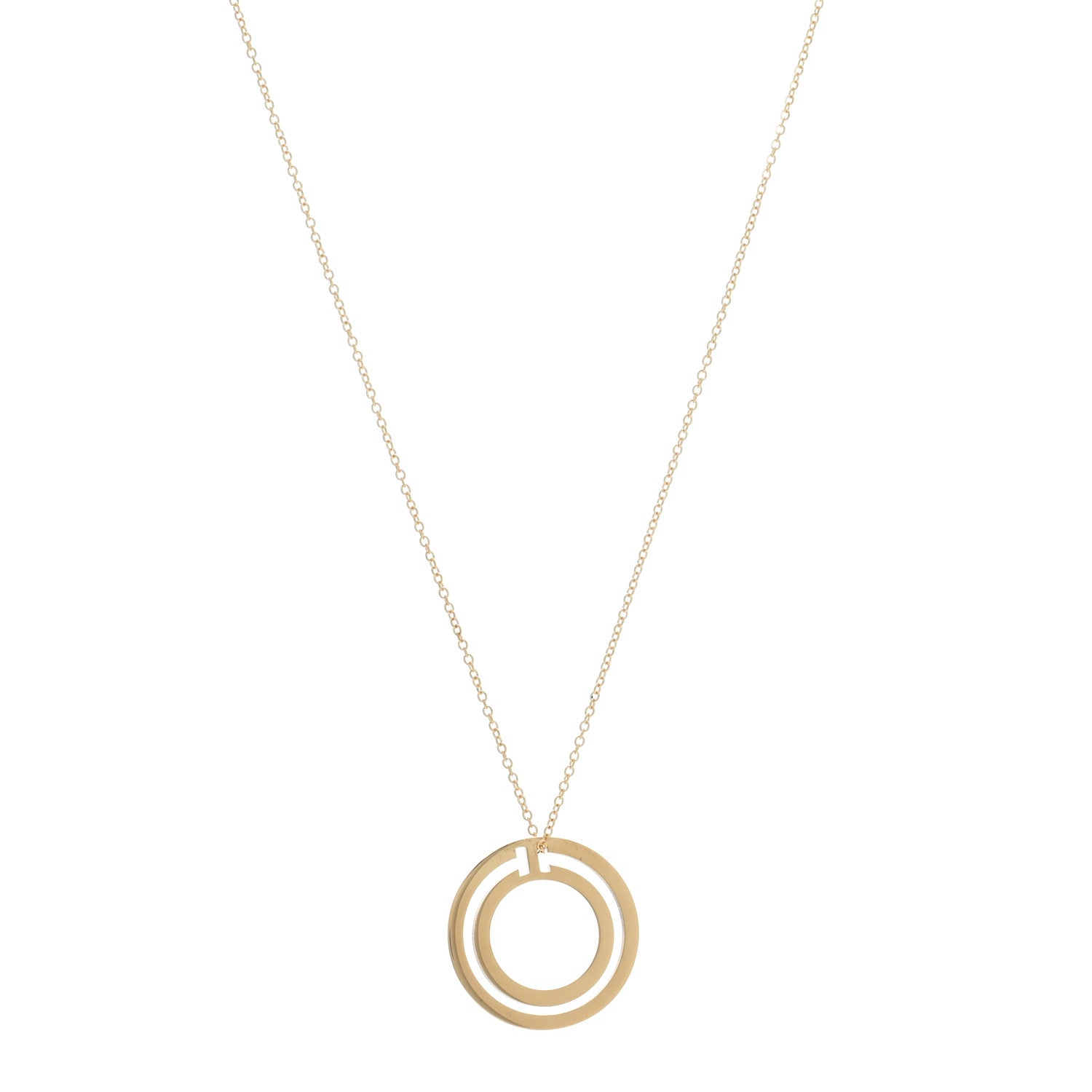 Tiffany 18K Yellow Gold T Circle Pendant Necklace 1 of 5