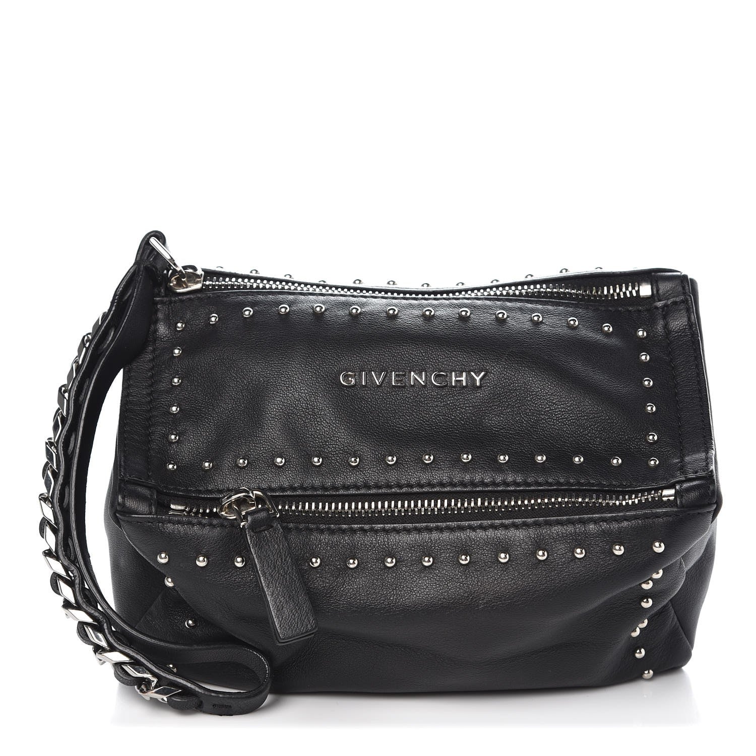 Givenchy Calfskin Studded Pandora Wristlet Black 1 of 7