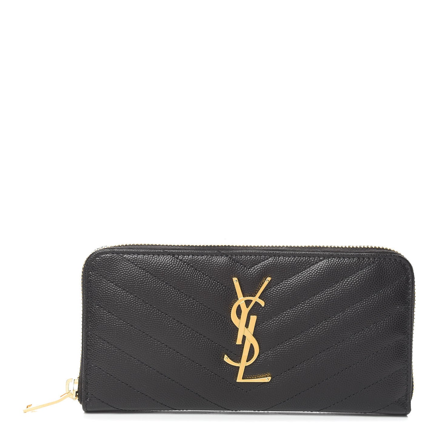 Grain De Poudre Matelasse Chevron Monogram Zip Around Wallet Black