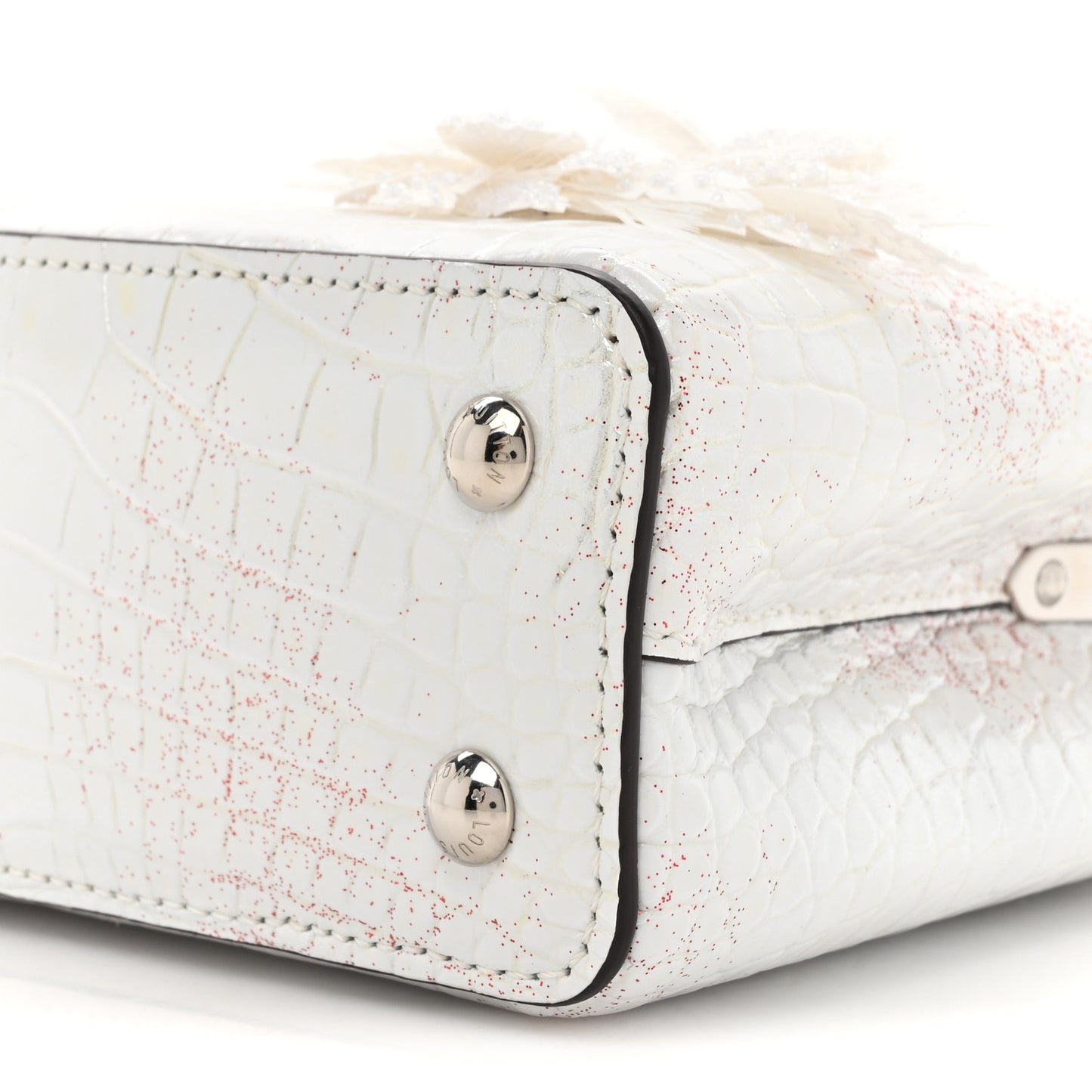 Alligator Feather Embellished Mini Capucines White