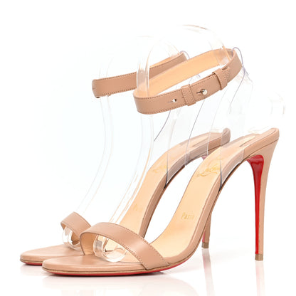 Christian Louboutin Nappa Shiny PVC Jonatina 100 Sandals 38.5 Nude 3 of 9