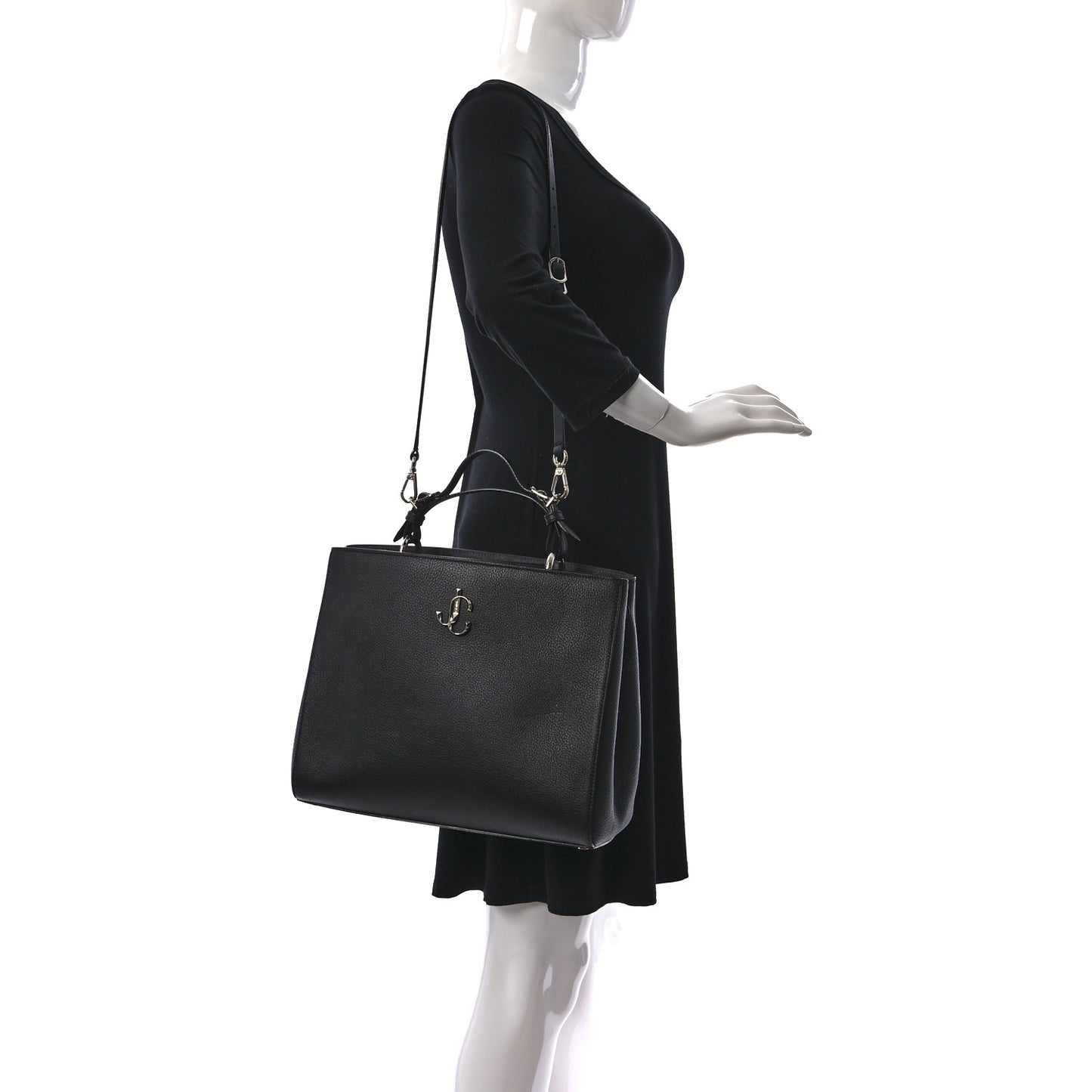 Calfskin Large Varenne Logo Top Handle Satchel Black