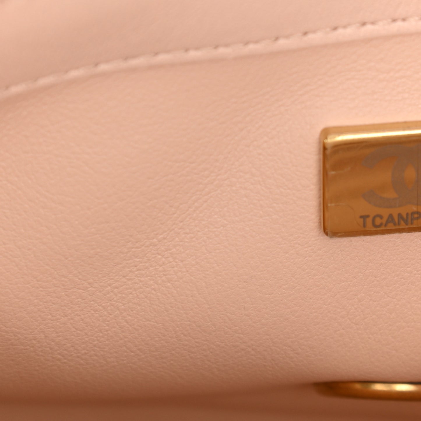Lambskin Quilted Mini Rectangular Pearl Crush Flap Light Beige