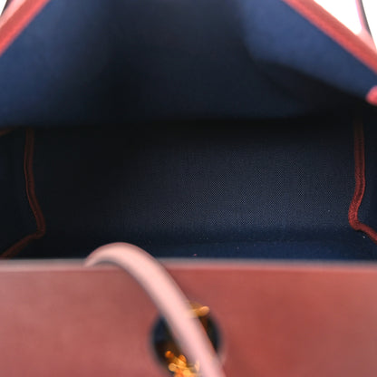 Hermes Toile Militaire Vache Hunter Herbag Zip Retourne 31 PM Rouge Sellier Bleu Marine 6 of 12
