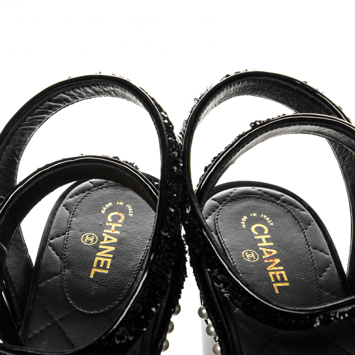 Sequin Wedge Sandals 38.5 Black
