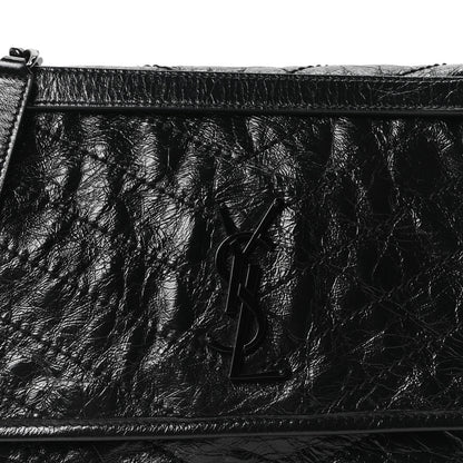 Saint Laurent Crinkled Calfskin Matelasse Monogram Medium Niki Chain Satchel Black 8 of 10