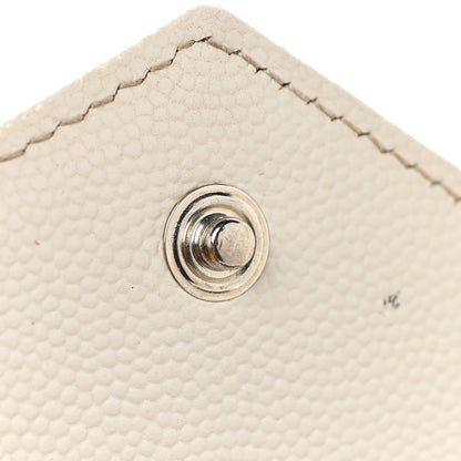 Saint Laurent Grain De Poudre Matelasse Chevron Monogram Chain Wallet Icy White 11 of 19