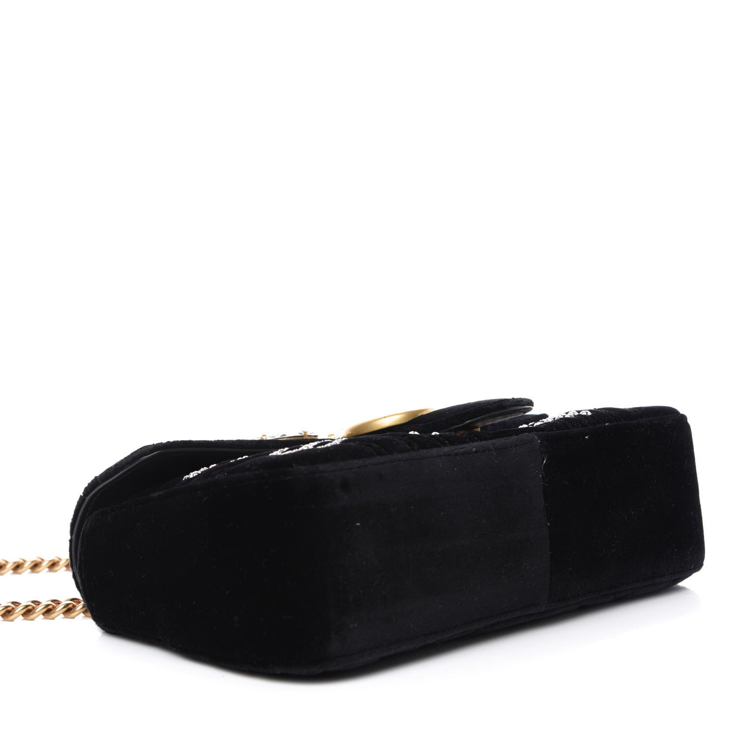 Gucci Velvet Matelasse Marquise Crystals Embroidered Small GG Marmont Shoulder Bag Black 5 of 11