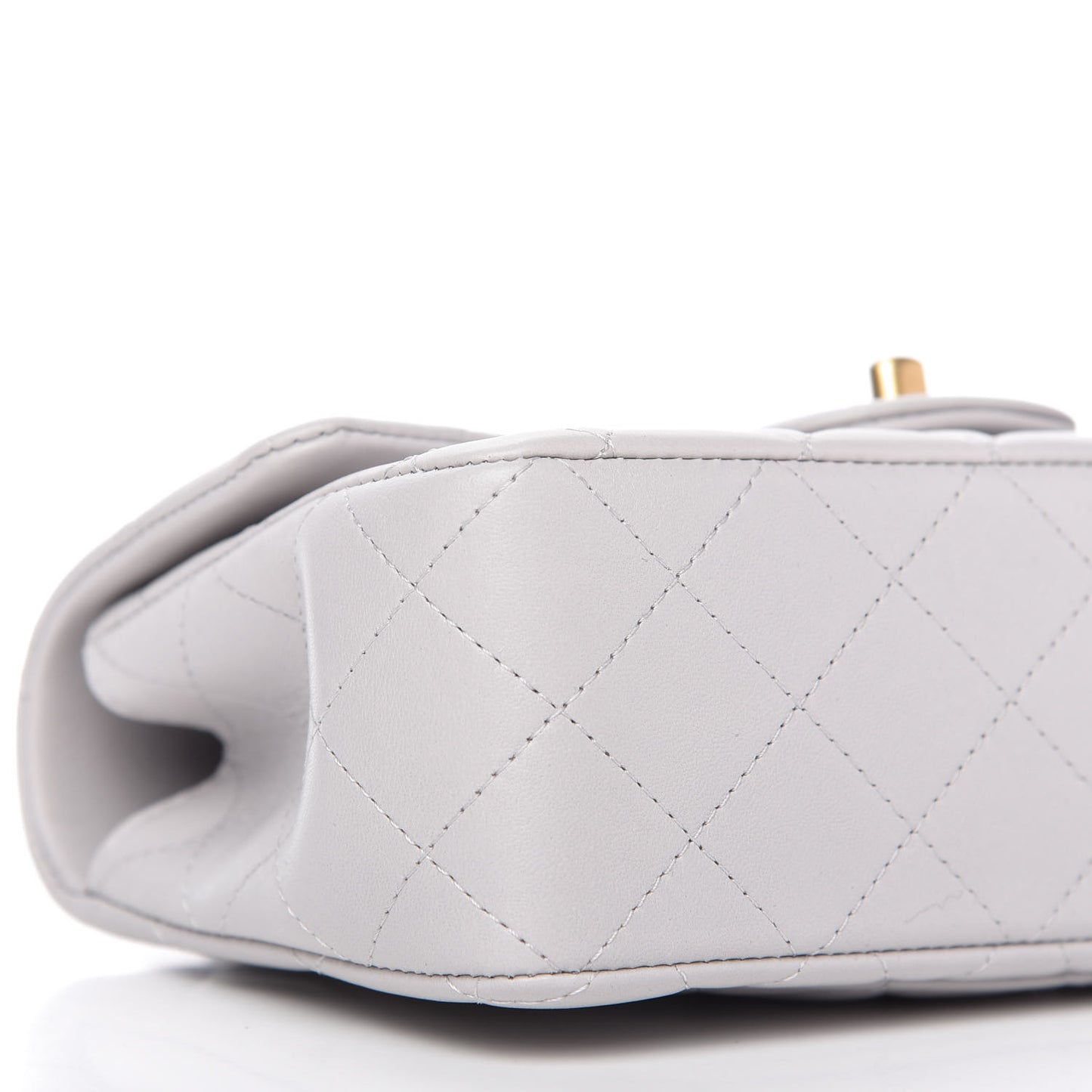 Lambskin Quilted Mini Top Handle Rectangular Flap Grey