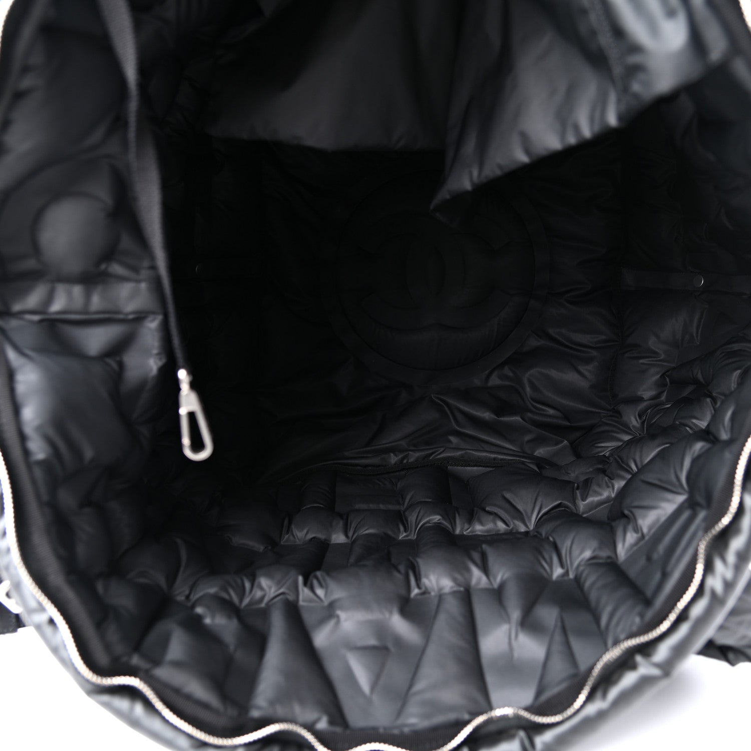 Chanel Nylon Embossed Large Doudoune Bowling Bag Black 4 of 8